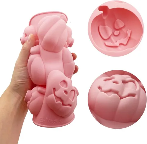 Miniatura 3 de Moldes de silicona de calabaza 3D, paquete de 2 moldes de calabaza de Halloween para velas de aromaterapia, pudín de chocolate, postre de gelatina