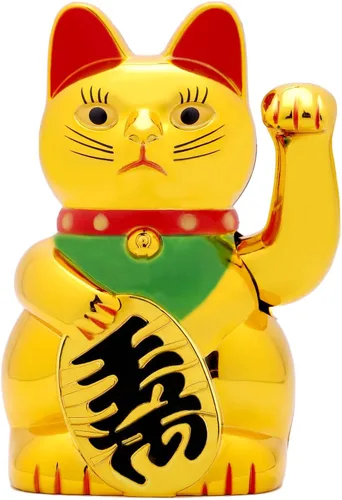 IBWell Maneki Neko Lucky Cat,Fengshui - Brazo agitador de gato con pilas para dinero de fortuna y buena suerte (5 pulgadas)