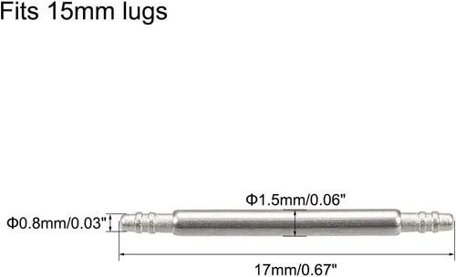 Miniatura 2 de uxcell Pasadores de barra de resorte 0.591 in x 0.059 in x 0.031 in de acero inoxidable con doble fleco, pasadores de correa de reloj de repuesto