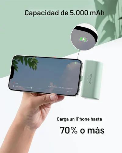 Miniatura 6 de Cargador portátil Anker Nano para iPhone, con conector Lightning certificado MFi incorporado, batería externa de 5,000 mAh 12W, compatible