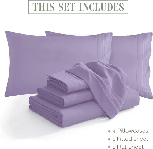Miniatura 4 de Elegant Comfort - Juego de ropa de cama resistente a arrugas y decoloración más acogedor, sábana bajera elástica en todo el contorno, bolsillo