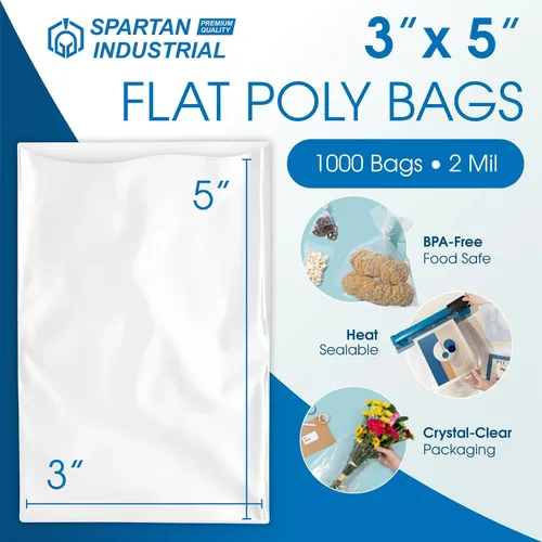 Miniatura 2 de Spartan Industrial - Bolsas de polietileno planas de 3" X 5" con extremo abierto (1000 unidades) de alta resistencia de 2 mil de plástico