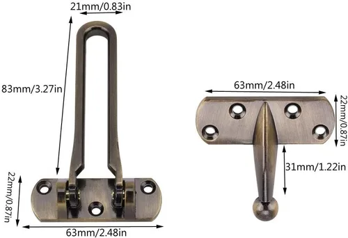Miniatura 2 de Yosoo Cadena de seguridad de bloqueo de restrictor de bloqueo de ventana de seguridad de aleación de zinc multicolor (bronce)