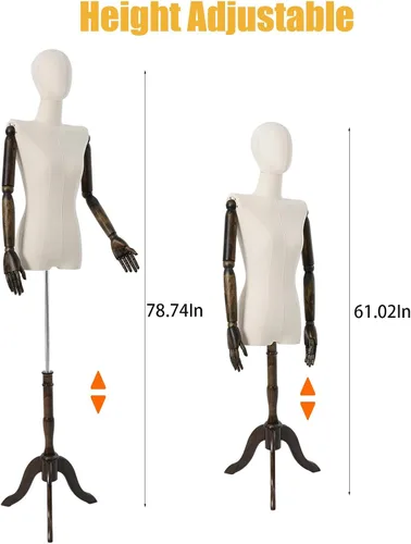 Miniatura 3 de Exhibición de la forma del vestido femenino Forma de vestido de torso de maniquí femenino Modelo de vestido de costura con brazos desmontables
