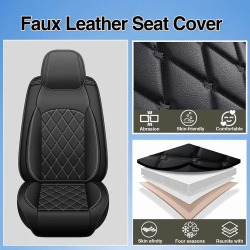 Miniatura 6 de Fundas para Asientos de Coche Compatibles con Nissan Leaf 2011-2025 2026, Juego Completo Personalizado de Fundas de Asiento de Piel Sintética