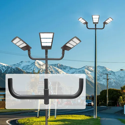 Miniatura 6 de Adaptador de espiga de bocina de toro cuádruple de 180 grados para 3 luces, soporte de montaje de luz al aire libre para poste redondo, espigas