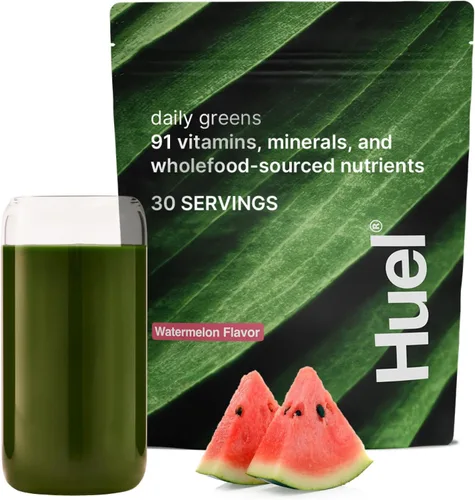 Huel Daily Greens Sandía | Polvo de Superalimento Verdes | 91 Vitaminas, Minerales e Ingredientes de Origen Alimenticio Completo | Adaptógenos,
