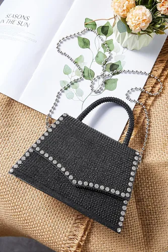 Miniatura 4 de Bolso de noche cruzado con diamantes de imitación con purpurina Bolso de mano de cristal de moda con asa superior para cóctel, fiesta, club, bolso