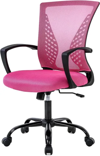Miniatura 9 de Silla de oficina en casa, silla de escritorio ergonómica, silla de computadora de altura ajustable con soporte lumbar, reposabrazos de malla, silla