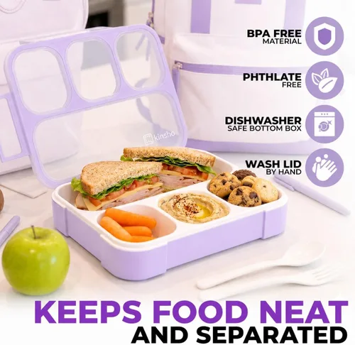 Miniatura 3 de kinsho Lonchera Bento para niños, loncheras para mujeres, adultos, niñas y niños, contenedores de aperitivos para niños pequeños, preadolescentes