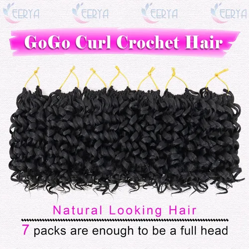 Miniatura 2 de 7 paquetes de cabello rizado de ganchillo GoGo de 6 pulgadas, pelo corto, para mujeres, rizos de playa, trenzas de ganchillo de torsión profunda