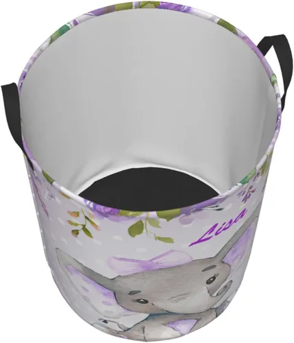 Miniatura 2 de Cesta de lavandería personalizada con nombre, plegable, impermeable, con asas, para ropa de dormitorio, juguetes Opción 4