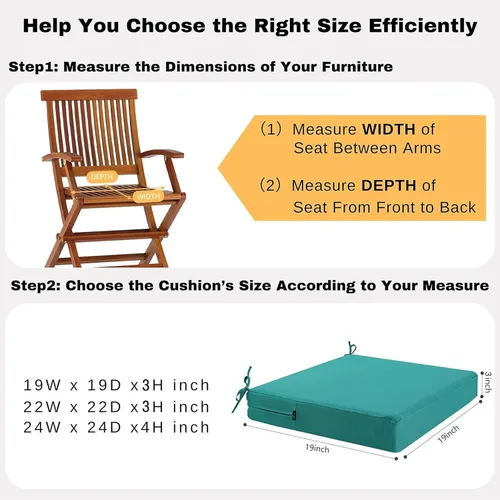 Miniatura 7 de idee-home Juego de 2 cojines para sillas de exterior, cojines de asiento impermeables para muebles de patio, almohadilla de repuesto para silla