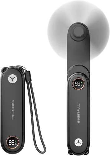 Miniatura 9 de SWEETFULL Mini Ventilador Portátil de Mano con Pantalla LED, 3 en 1 Personal Plegable Recargable por USB, Ventilador de Mano y Linterna para Viajes