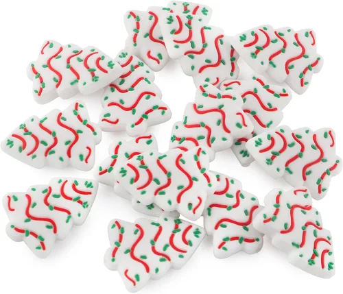 Sunrony 15 piezas de abalorios focales de silicona para hacer llaveros, abalorios focales de silicona con forma de árbol de Navidad para lápices,