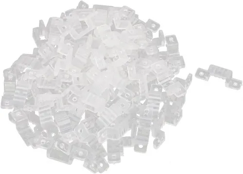 Miniatura 4 de uxcell Soporte de montaje de fijación de tira de luz LED de plástico de 0.630 in x 0.236 in transparente 100 unids