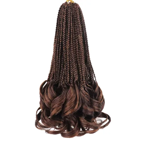Miniatura 15 de Trenzas de ganchillo rizado francés T33, cabello pre-anillado 10 pulgadas, trenzas cortas rizadas francesas con extremos rizados, trenzas box