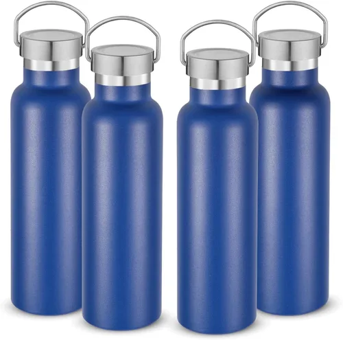 Miniatura 27 de Neihepal Paquete de 4 botellas de agua aisladas de 20 onzas, botella deportiva de doble pared de acero inoxidable con tapa de asa, termo Bubble gum
