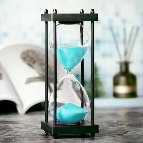 Miniatura 8 de Temporizador de reloj de arena de 60 minutos, marco de madera negro, temporizador de arena decorativo (arena blanca, tamaño grande)