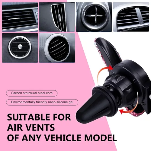 Miniatura 7 de Pack-1 soporte para teléfono móvil para automóvil, soporte de navegación con diamantes de imitación para aire acondicionado, soporte de teléfono