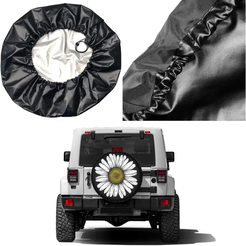Miniatura 5 de Daisy Flower - Cubierta de neumático de repuesto a prueba de polvo para remolque, RV, SUV y muchos vehículos, 15 pulgadas