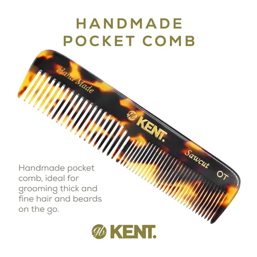 Miniatura 3 de Kent OT Tokyo Amarillo Peine de Bolsillo de Dientes Finos y Anchos - Peine de Cabello Hecho a Mano para Hombres, Mujeres y Niños, Peine de Bolsillo