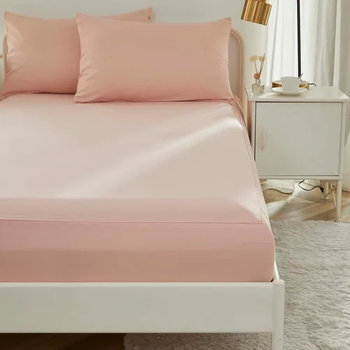 Miniatura 9 de Brandream Juego de ropa de cama para niños, tamaño matrimonial, juego de sábanas para niñas, color rosa, 4 piezas, color sólido, suave