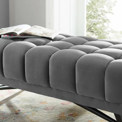 Miniatura 7 de Modway Adept - Banco de terciopelo de rendimiento de 47.5 pulgadas, color gris