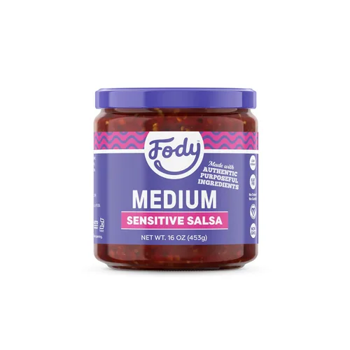 Fody Foods Salsa mediana, 16 onzas, sin ajo y cebolla, bajo certificado FODMAP, apto para el intestino y el SII, vegano, sin OMG, sin gluten, apto
