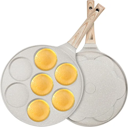 Miniatura 9 de Sartén antiadherente para hotcakes con moldes tipo parrilla, mini fabricante de panqueques con revestimiento libre de PFOA, adecuada para todas