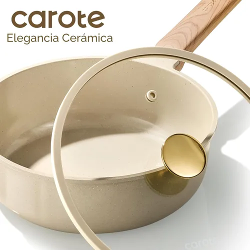 Miniatura 5 de CAROTE Juego de 22 piezas de ollas y sartenes antiadherentes, juego de utensilios de cocina de cerámica, juego de cocina no tóxico, sin PFAS y PFOA