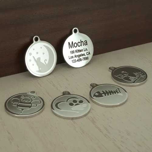 Miniatura 5 de Ultra Joys Etiquetas de nombre de gato grabadas personalizadas – Etiqueta de identificación de mascotas de acero inoxidable – Etiquetas