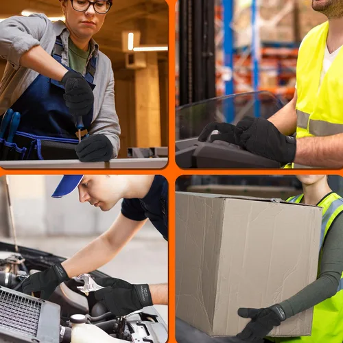 Miniatura 5 de HANDLANDY Guantes de trabajo de agarre para mujeres y hombres, guantes de trabajo de seguridad y utilidad para jardín, guantes de mecánicos Negro