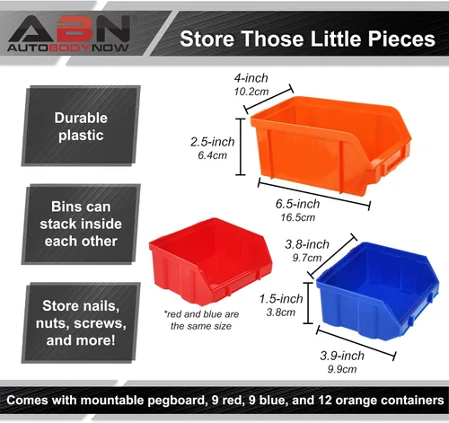 Miniatura 2 de ABN Organizador de clavos y tornillos para montar en la pared, 30 piezas pequeñas organizador para almacenamiento en tienda y garaje