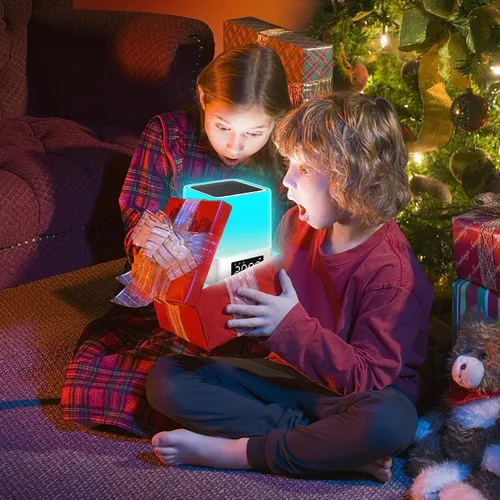 Miniatura 7 de Luz Nocturna Altavoz Bluetooth, Regalos para Niños de 10 11 12 13 14 15 Años Adolescentes Niñas, Reloj de Alarma Dual Todo en Uno, Lámpara de Noche