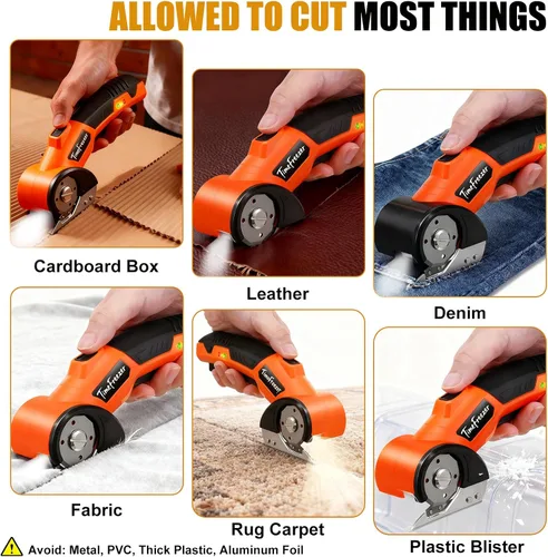 Miniatura 5 de Cortador de cartón eléctrico – ancho 1.3 pulgadas, longitud 9.06 pulgadas – Tijeras de cartón recargables adecuadas para parper, caja, cuero, tela