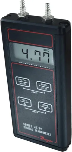Miniatura 4 de Dwyer® Manómetro digital portátil 477AV, 477AV-3, 0-200" wc, modos de velocidad del aire/flujo