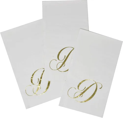 Miniatura 5 de Gift Boutique 100 Servilletas Doradas con Monograma para Invitados Letra D Paquete de Papel Desechable Elegante Lámina Metálica Dorada Servilletas