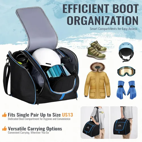 Miniatura 4 de GoHimal Ski Bag and Boot Bag Combo, Padded Skis Bag for Air Travel, Safety Reinforce Ski Carrier Bag Fits for Skis Up to 200 CM and Boots Up To