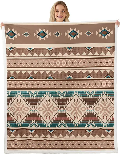 Manta occidental de 40 x 50 pulgadas, manta de forro polar azteca, estilo nórdico exótico, manta bohemia de estilo nórdico del suroeste, mantas