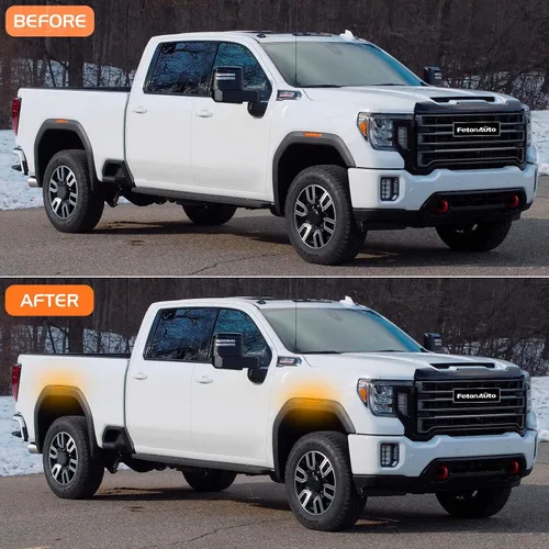 Miniatura 5 de Luces LED ámbar de marcador lateral para Sierra 2500HD 3500HD 2020 2021 2022 2023 2024 AT4 Denali Base SLE SLT Pickup Truck, lente ahumada, kit de 4