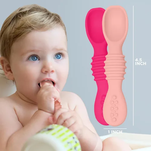 Miniatura 3 de Cuchara de silicona para bebé, destete LED para bebés, cucharas de bebé de primera etapa, juego de cucharas de alimentación para bebés, apto