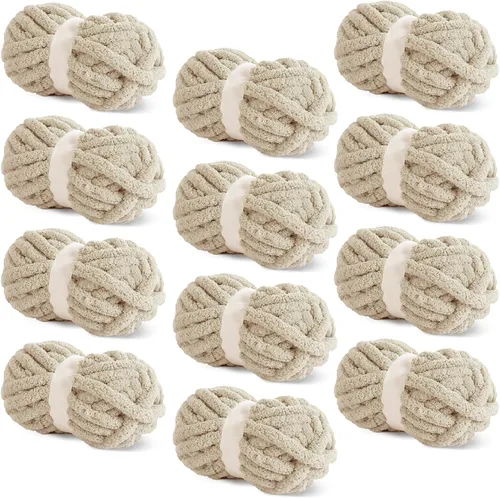 Miniatura 24 de BALAPET Hilo grueso para tejer a mano, hilo de felpa gruesa súper suave para manta y tejer bricolaje, hilo voluminoso jumbo esponjoso, apto