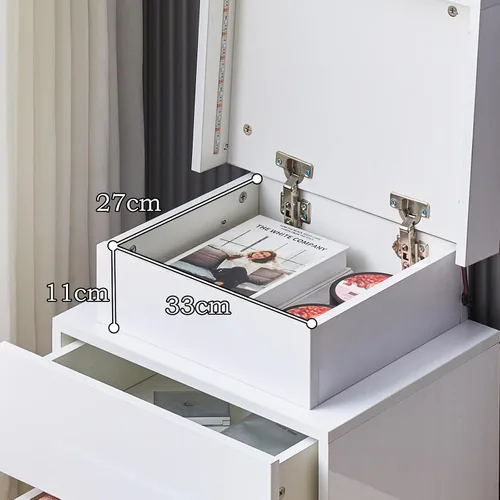 Miniatura 6 de CLIPOP Moderna mesita de noche, mesita de noche LED con 2 cajones de alto brillo, armario de mesita de noche con luz de control remoto, mesita