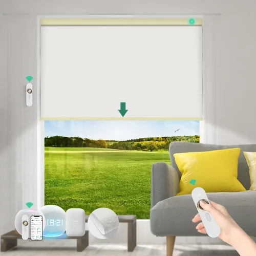 Miniatura 12 de Persianas motorizadas con control remoto [motor 100% opacas y silencioso] Persianas inteligentes compatibles con Alexa Google HomeKit, persianas