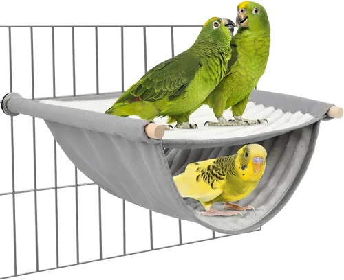 Miniatura 12 de BWOGUE Cama nido hamaca colgante cálida de invierno para pájaros, cabaña para acurrucarse, casa tienda juguete de loro, percha de jaula de pájaros