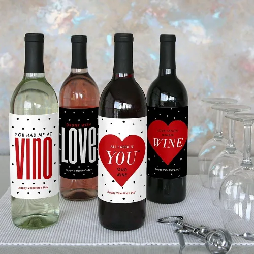 Miniatura 7 de Big Dot of Happiness - Día de San Valentín - Regalo para mujeres y hombres - Etiquetas adhesivas para botellas de vino - Juego de 4