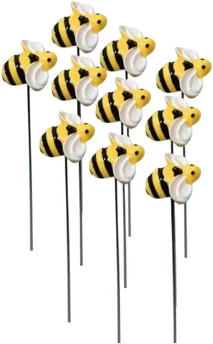 10 estacas de jardín de abejas, maceta de flores, decoración de jardín, estacas decorativas de metal, adornos de arte de patio al aire libre, camino