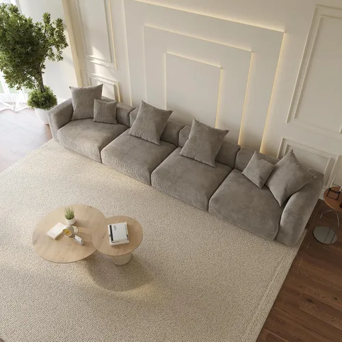 Miniatura 52 de WJShome Cloud Couch Sofá Seccional Modular, Sofá en Forma de L de 102 pulgadas con Otomana, Sofá de Pana Beige de 3 Asientos, Sofá Seccional
