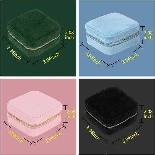 Miniatura 5 de Joyero de terciopelo de viaje con espejo mini estuche de regalo para mujeres y niñas pequeñas cajas organizadoras portátiles para anillos aretes